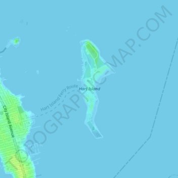 Mapa topográfico Hart Island, altitude, relevo