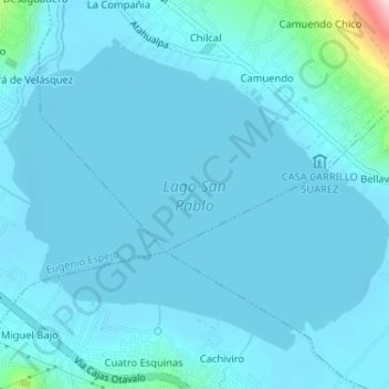 Mapa topográfico Lago San Pablo, altitude, relevo