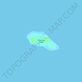 Mapa topográfico Pajumajan Island, altitude, relevo