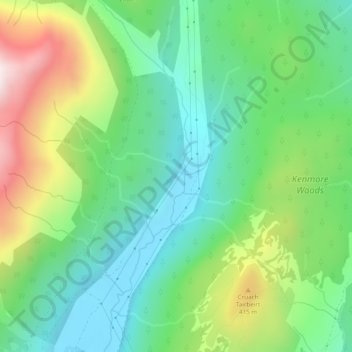 Mapa topográfico Glen Loin, altitude, relevo