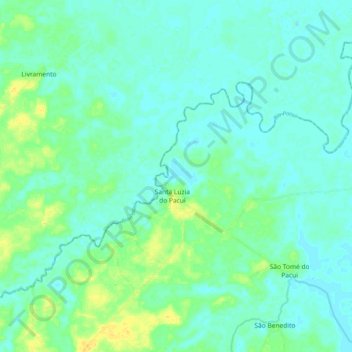 Mapa topográfico Rio Pacuí, altitude, relevo