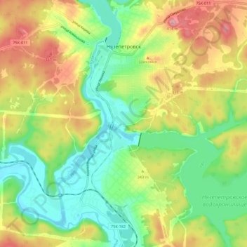 Mapa topográfico Нязепетровск, altitude, relevo