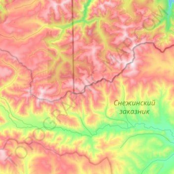 Mapa topográfico хребет Хамар-Дабан, altitude, relevo