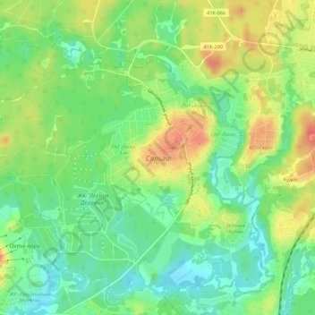 Mapa topográfico Сярьги, altitude, relevo