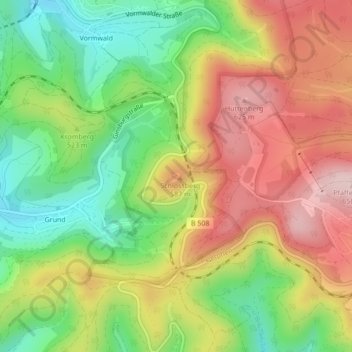 Mapa topográfico Ginsburg, altitude, relevo