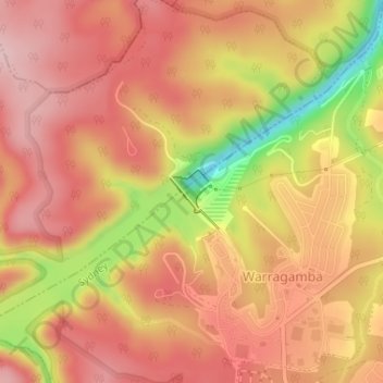Mapa topográfico Warragamba Dam, altitude, relevo