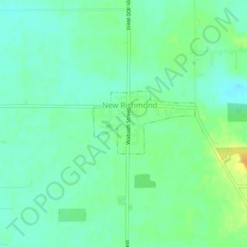 Mapa topográfico New Richmond, altitude, relevo
