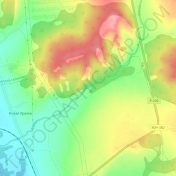 Mapa topográfico Ямаш, altitude, relevo