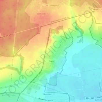 Mapa topográfico Грязь, altitude, relevo