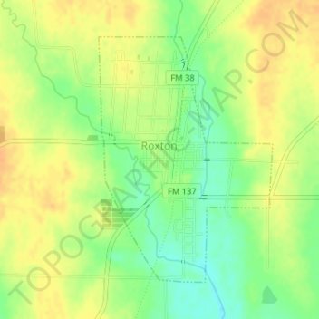 Mapa topográfico Roxton, altitude, relevo