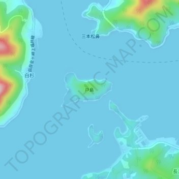 Mapa topográfico Toshima Island, altitude, relevo