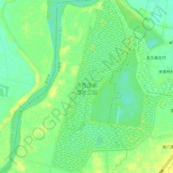 Mapa topográfico 济西国家湿地公园, altitude, relevo