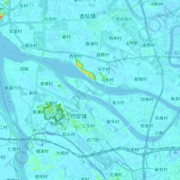 Mapa topográfico 东海水道, altitude, relevo