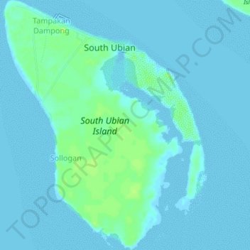 Mapa topográfico South Ubian Island, altitude, relevo