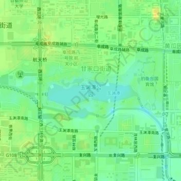 Mapa topográfico 玉渊潭公园, altitude, relevo