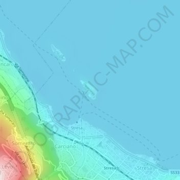 Mapa topográfico Isola Bella, altitude, relevo