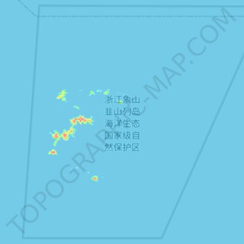 Mapa topográfico 浙江象山韭山列岛海洋生态国家级自然保护区, altitude, relevo