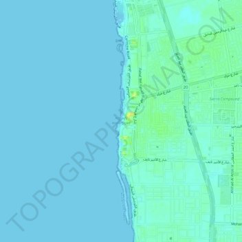 Mapa topográfico ROSHN Waterfront, altitude, relevo