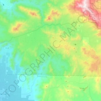 Mapa topográfico Squaw Valley, altitude, relevo