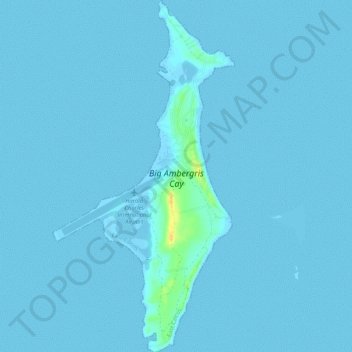 Mapa topográfico Big Ambergris Cay, altitude, relevo
