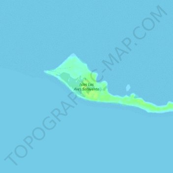 Mapa topográfico Islas Las Aves Sotavento, altitude, relevo