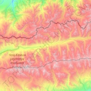 Mapa topográfico Chong-Kemin River, altitude, relevo