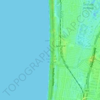 Mapa topográfico Seaford Beach, altitude, relevo