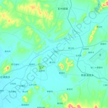 Mapa topográfico 复州河, altitude, relevo