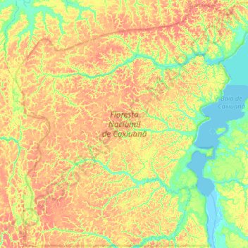 Mapa topográfico Floresta Nacional de Caxiuanã, altitude, relevo