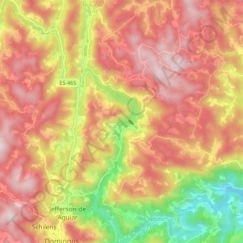 Mapa topográfico Rio Jucu, altitude, relevo