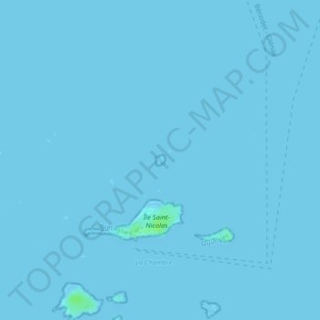 Mapa topográfico Île de Brunec, altitude, relevo