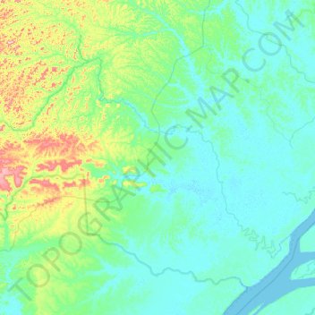 Mapa topográfico Rio Maracá-Pucu, altitude, relevo