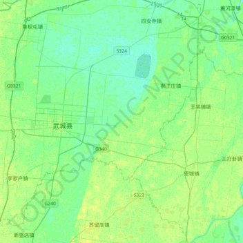 Mapa topográfico 南水北调东线, altitude, relevo