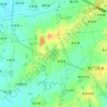 Mapa topográfico 豹子山水库, altitude, relevo