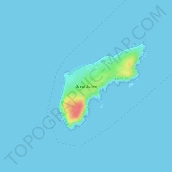 Mapa topográfico Great Saltee, altitude, relevo