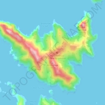 Mapa topográfico Kaikoura Island, altitude, relevo