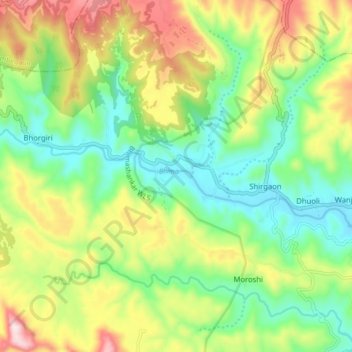 Mapa topográfico Bhima, altitude, relevo