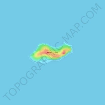 Mapa topográfico Medio Island, altitude, relevo