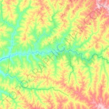 Mapa topográfico Rio São José dos Dourados, altitude, relevo