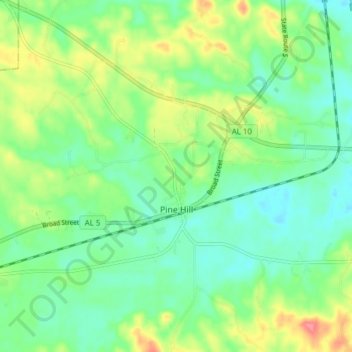 Mapa topográfico Pine Hill, altitude, relevo