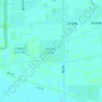 Mapa topográfico 扬子津生态园, altitude, relevo