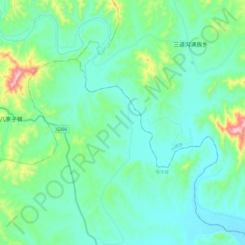 Mapa topográfico 六股河, altitude, relevo