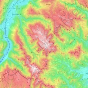 Mapa topográfico Pasubio, altitude, relevo