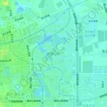 Mapa topográfico 朝阳公园, altitude, relevo