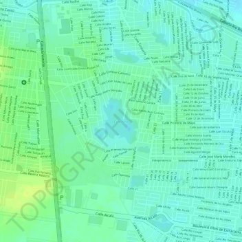Mapa topográfico Calichera, altitude, relevo