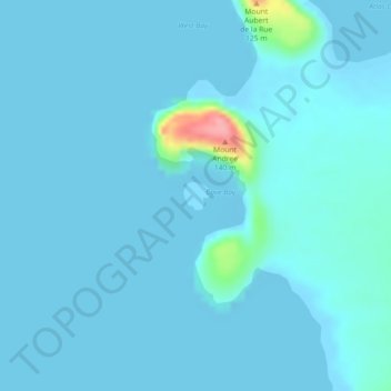 Mapa topográfico Oriental Island, altitude, relevo