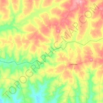 Mapa topográfico Rio Comandaí, altitude, relevo