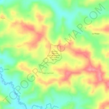 Mapa topográfico Reserva Natural de la Sociedad Civil Suenos Verdes, altitude, relevo