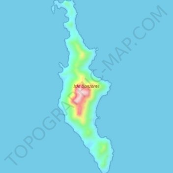 Mapa topográfico Isla Danzante, altitude, relevo