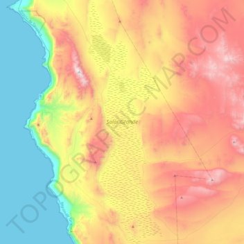 Mapa topográfico Salar Grande, altitude, relevo